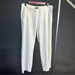 Counterparts Size 8 Off-white Pull-on Linen Rayon Blend Pant